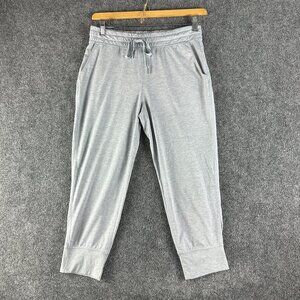 GAP Fit Pants Womens Small Brushed Tech Jersey Gray Stretch Pockets Tie Elastic